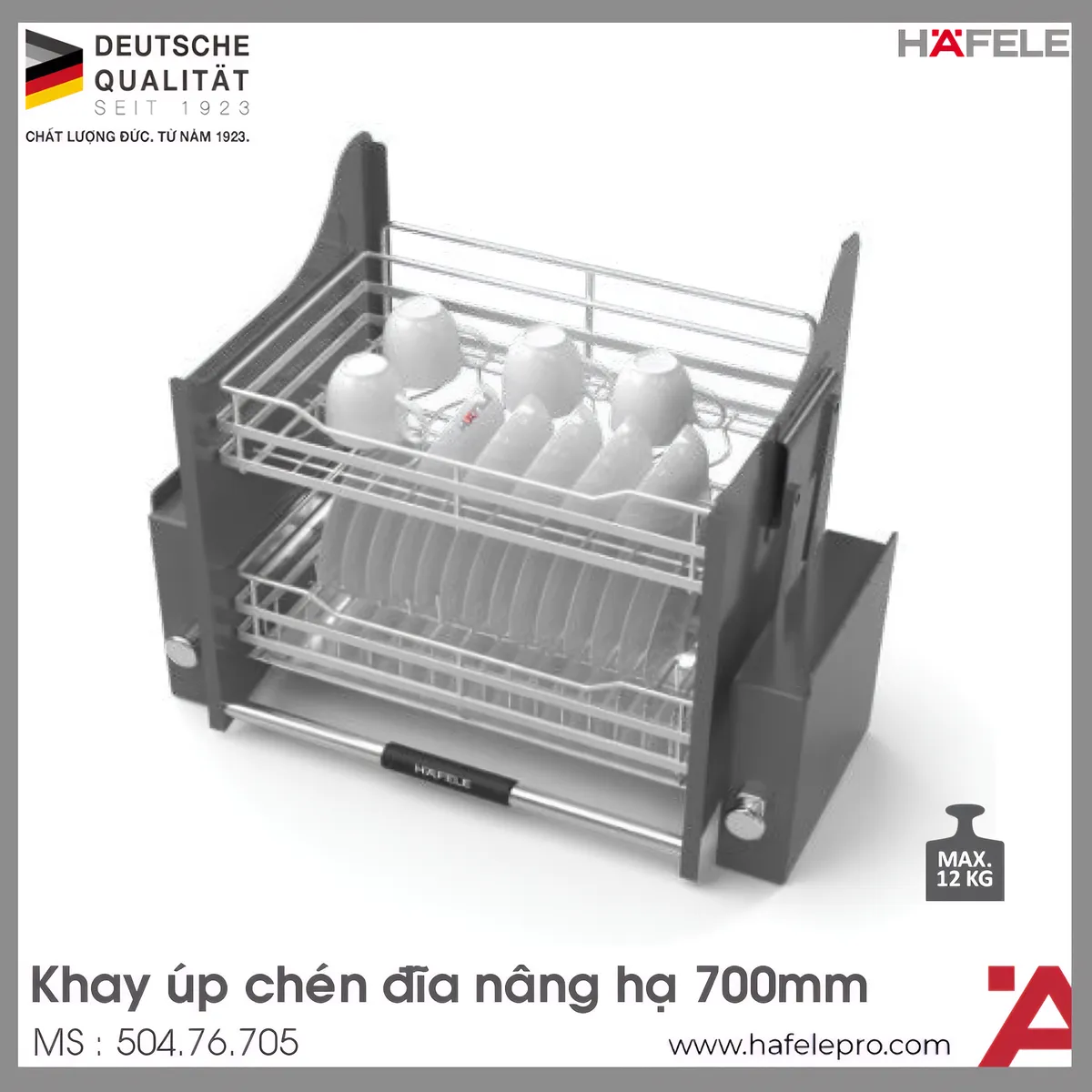 Giá Bát Đĩa Nâng Hạ Oria 700mm Hafele 504.76.705
