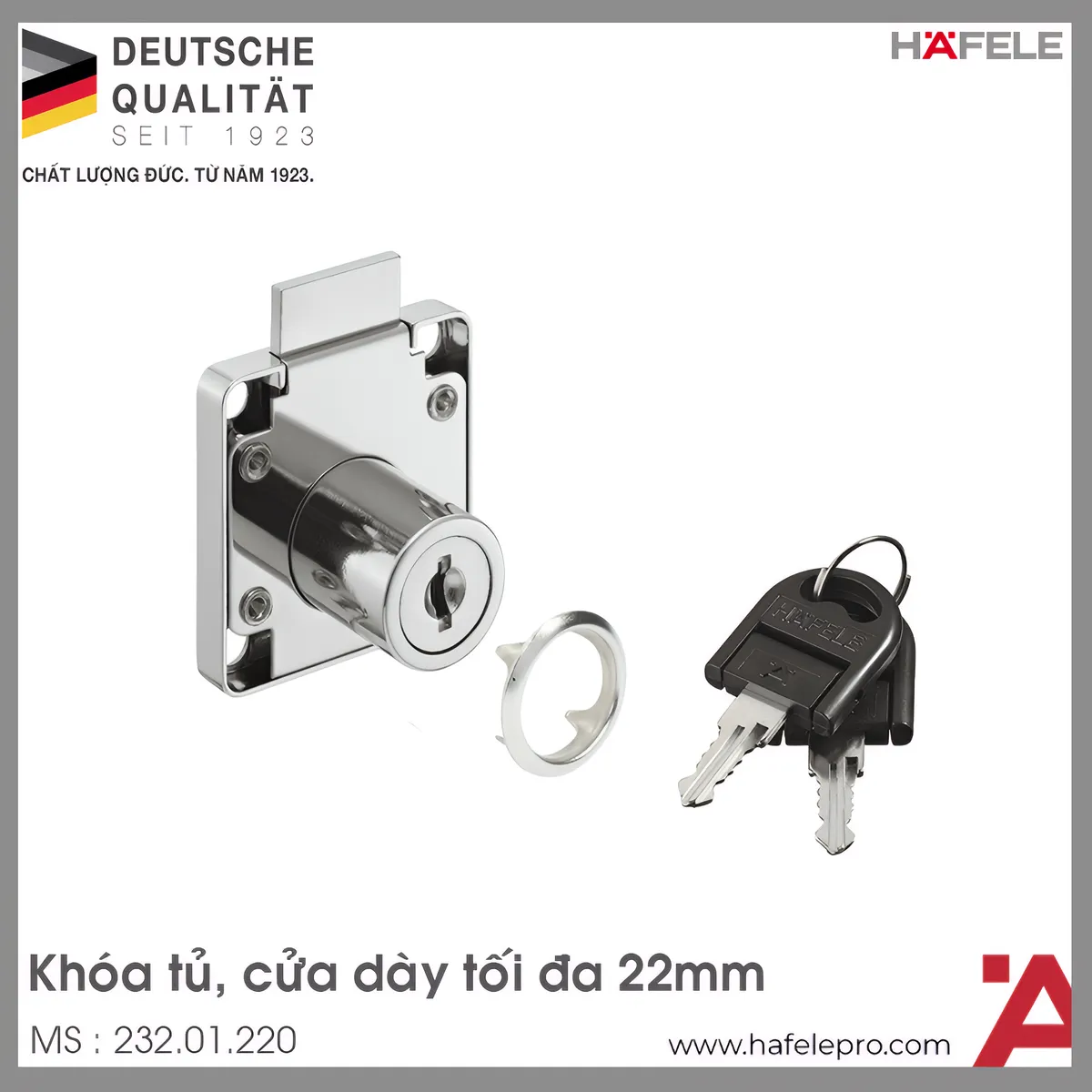 Khóa Vuông Econo Cửa Dày 22mm Hafele 232.01.220