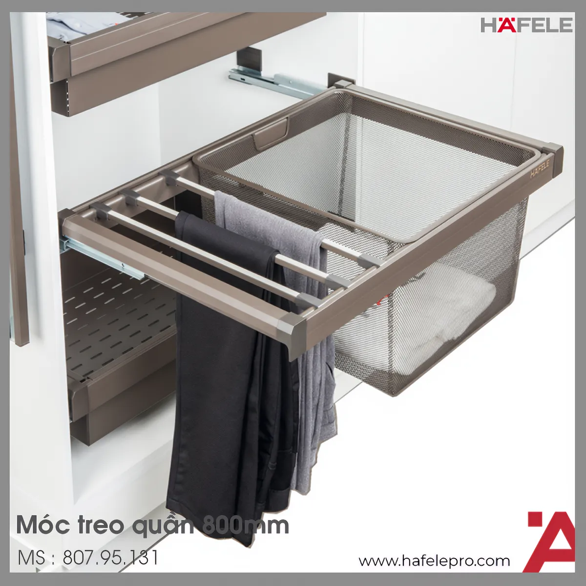 Móc Treo Quần Kèm Giỏ 800mm Hafele 807.95.131