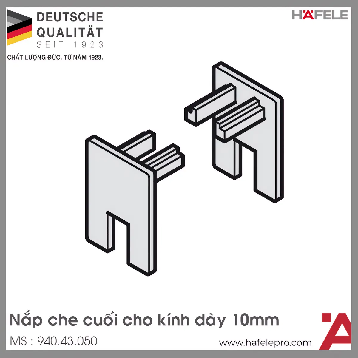 Nắp Che Cuối Cho Kính Dày 10mm Hafele 940.43.050