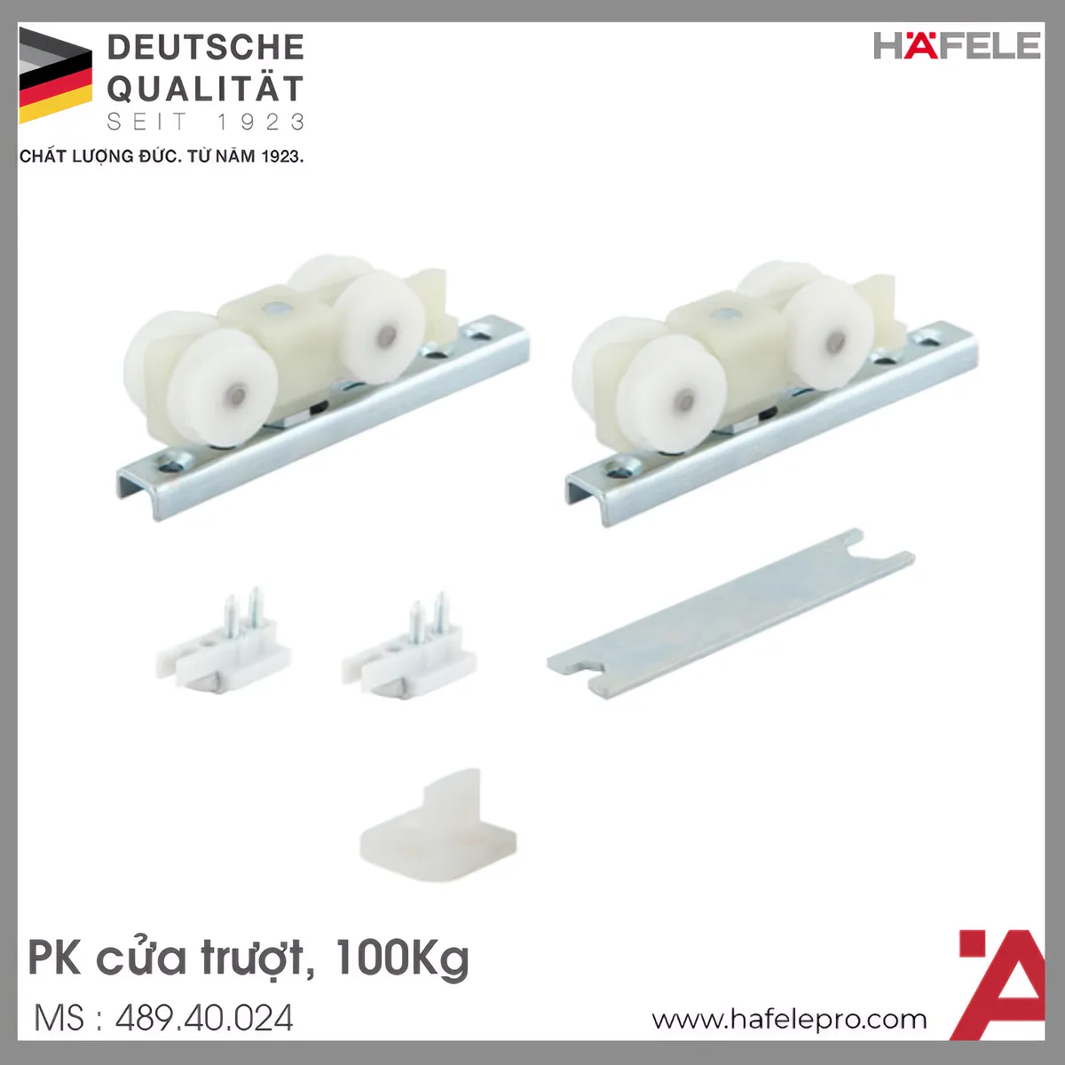 Bộ Phụ Kiện Cửa Trượt 100Kg Silent 100/B Hafele 489.40.024