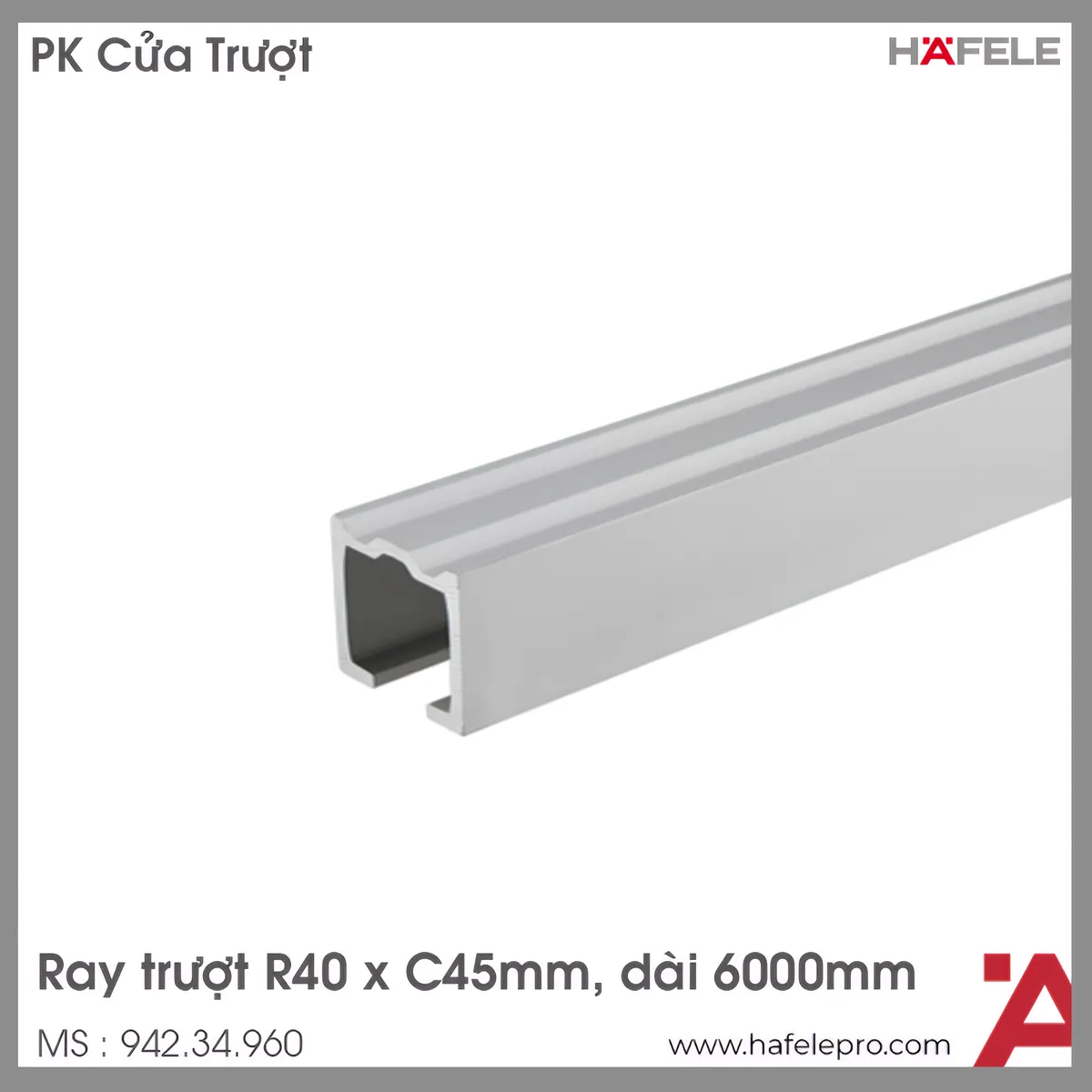 Ray Trượt Nhôm 6000mm Hafele 942.34.960