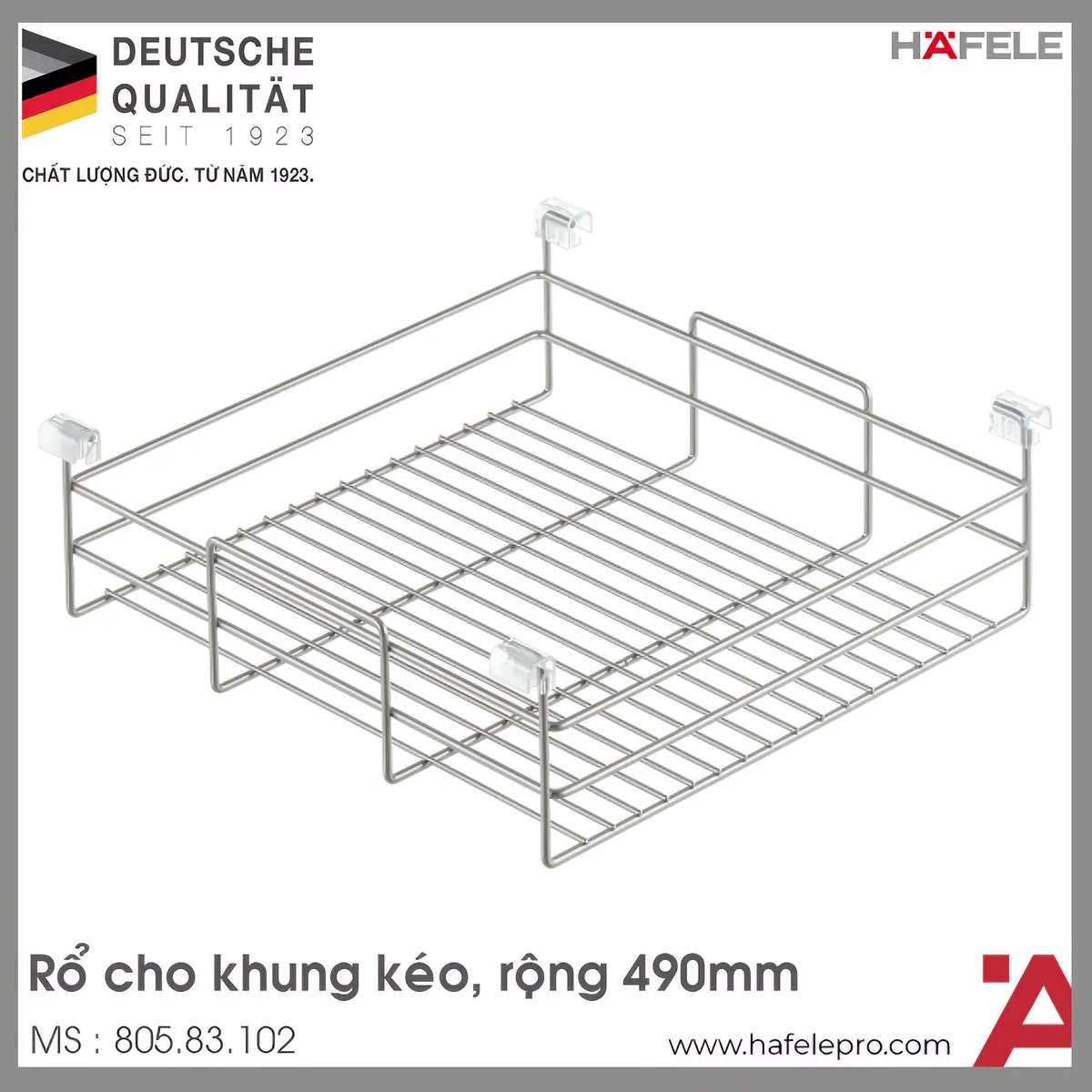 Rổ Kéo Móc Vào Khung Kéo 490mm Hafele 805.83.102