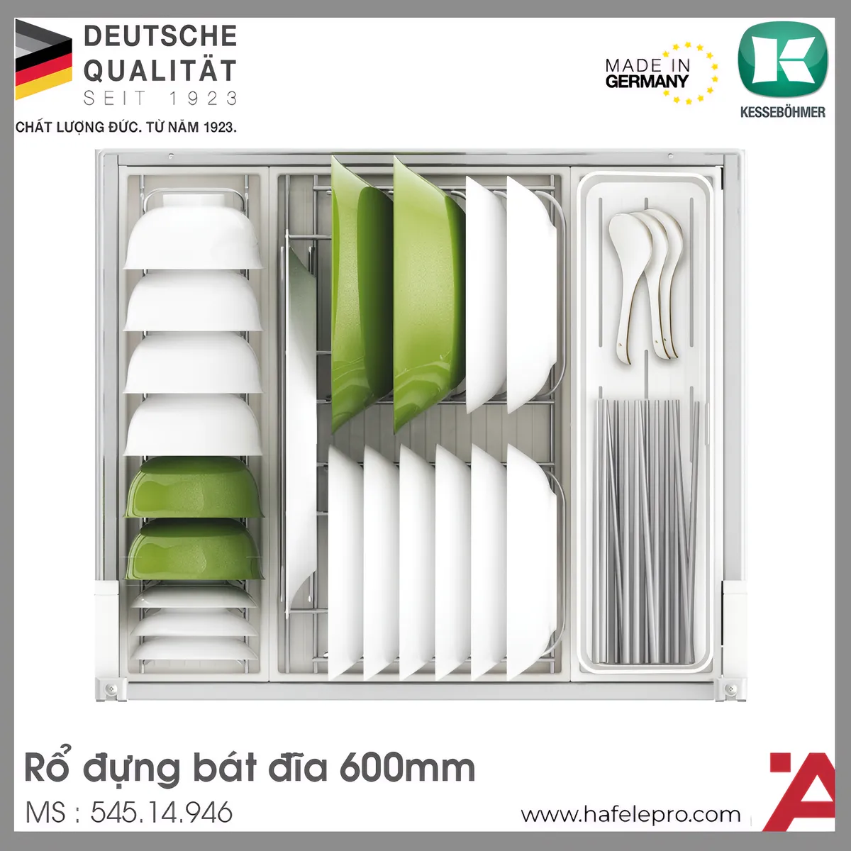 Rổ Đựng Bát Đĩa 600mm DiningAgent Hafele 545.14.946