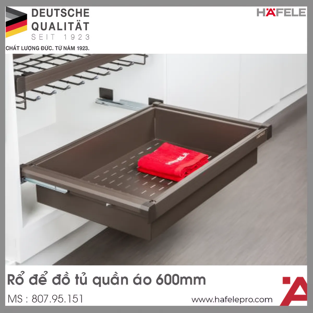 Rổ Kéo Kim Loại 600mm Hafele 807.95.151