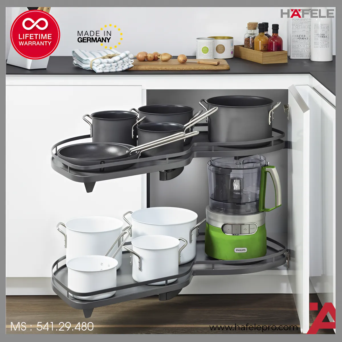 Bộ Rổ Góc LeMans II Xoay Phải Hafele 541.29.480