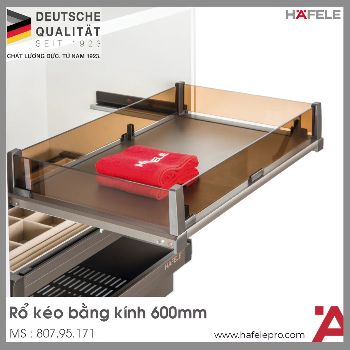 Rổ Kéo Bằng Kính 600mm Hafele 807.95.171