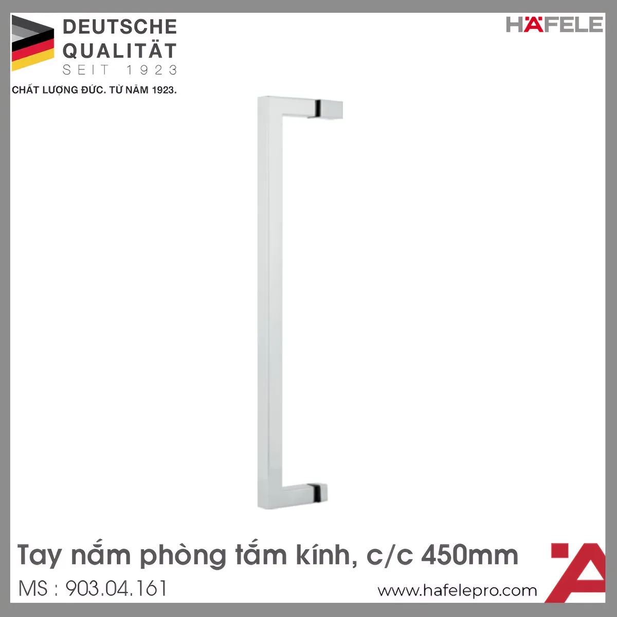 Tay Nắm Phòng Tắm Kính C/C 450mm Hafele 903.04.161