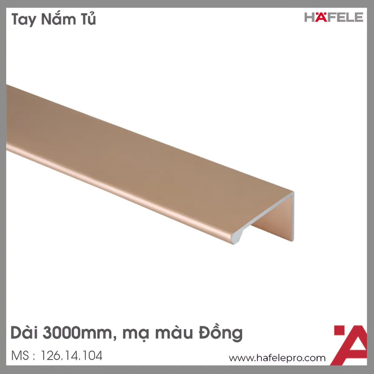 Tay Nắm Dạng Thanh Nhôm 3000mm Hafele 126.14.104
