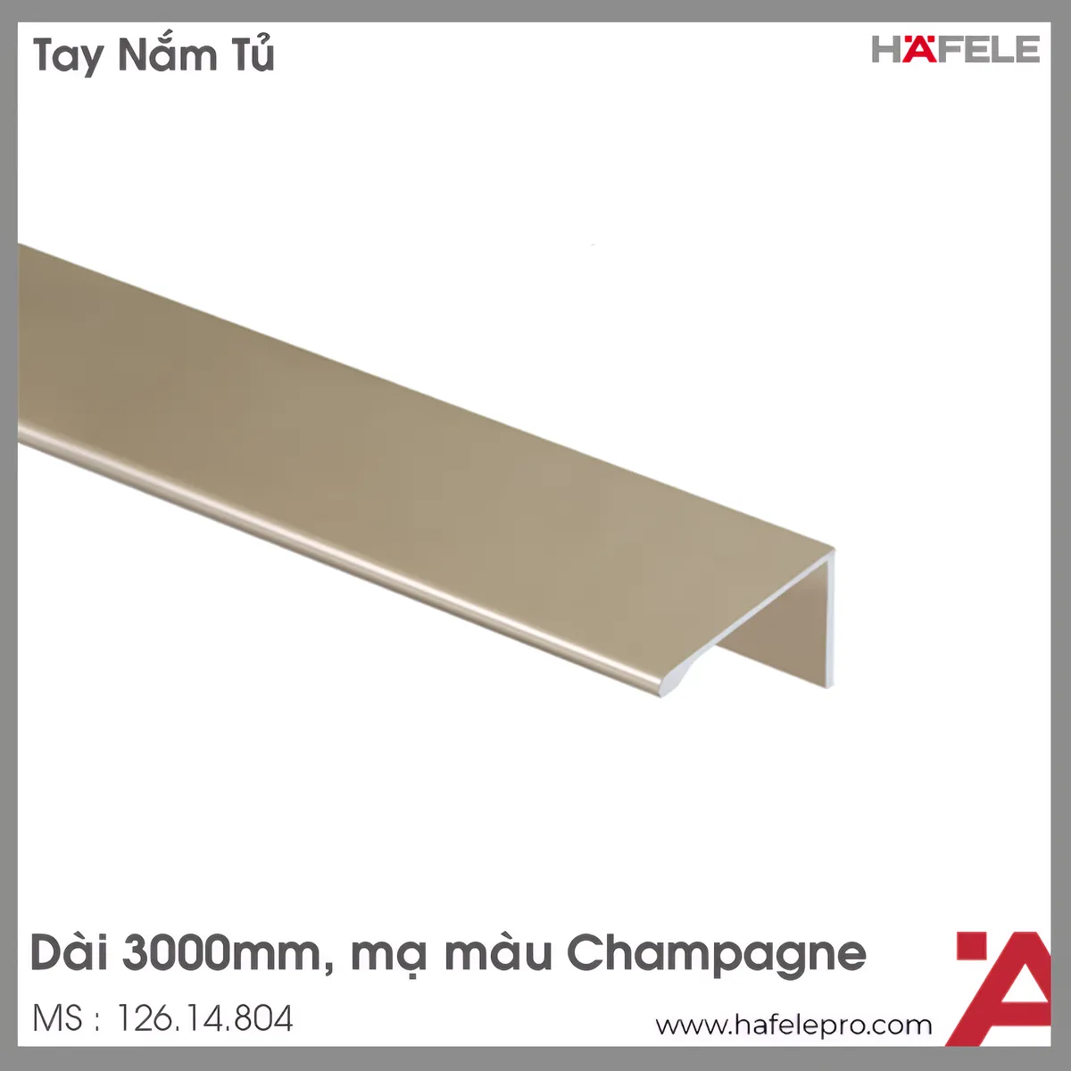 Tay Nắm Dạng Thanh Nhôm 3000mm Hafele 126.14.804