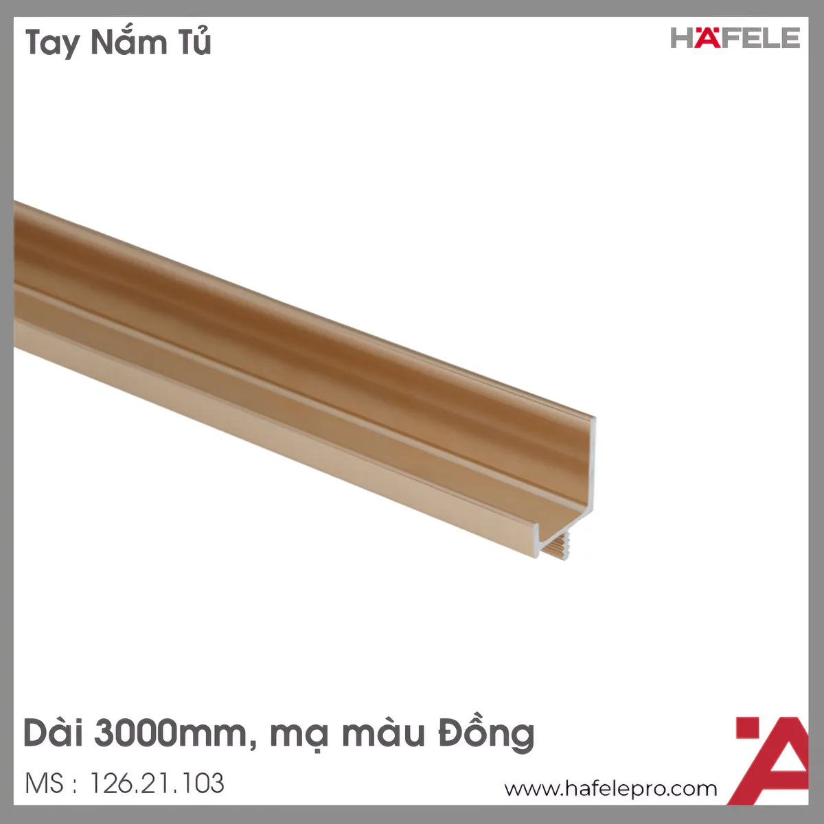 Tay Nắm Dạng Thanh Nhôm 3000mm Hafele 126.21.103