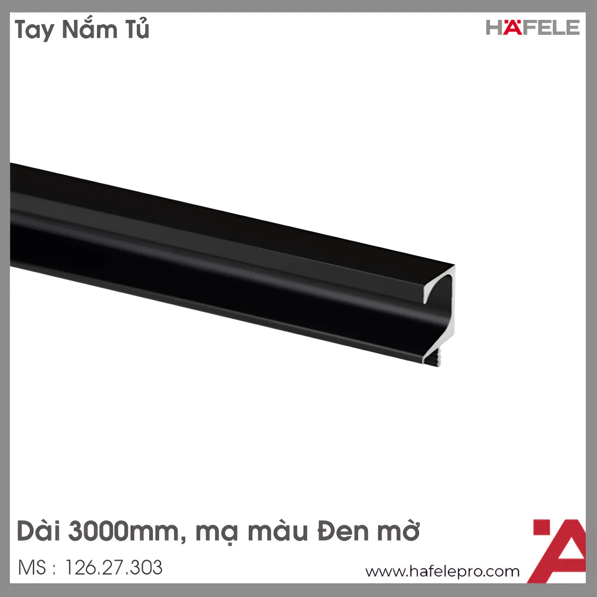 Tay Nắm Dạng Thanh Nhôm 3000mm Hafele 126.27.303