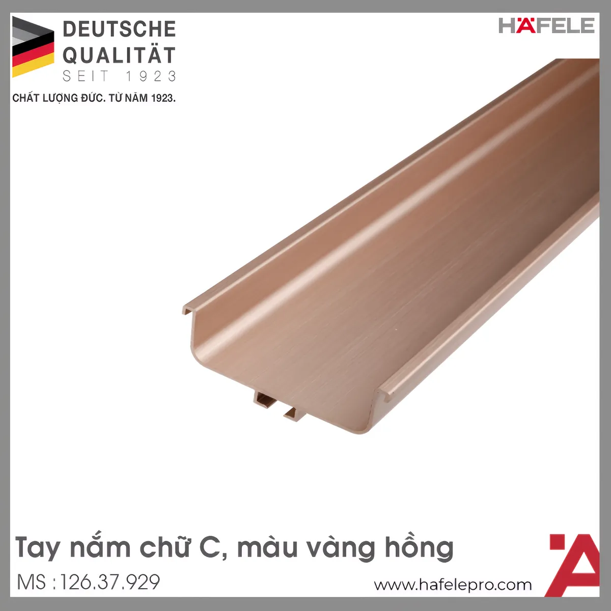 Tay Nắm Tủ Ngang Gola Chữ C 2800mm Hafele 126.37.929