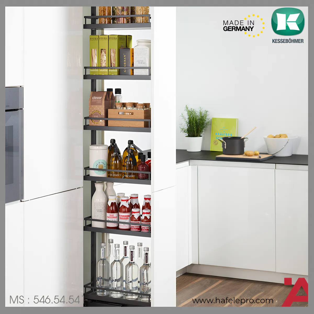 Tủ Đồ Khô 300mm Dispensa 90º Hafele 546.54.541