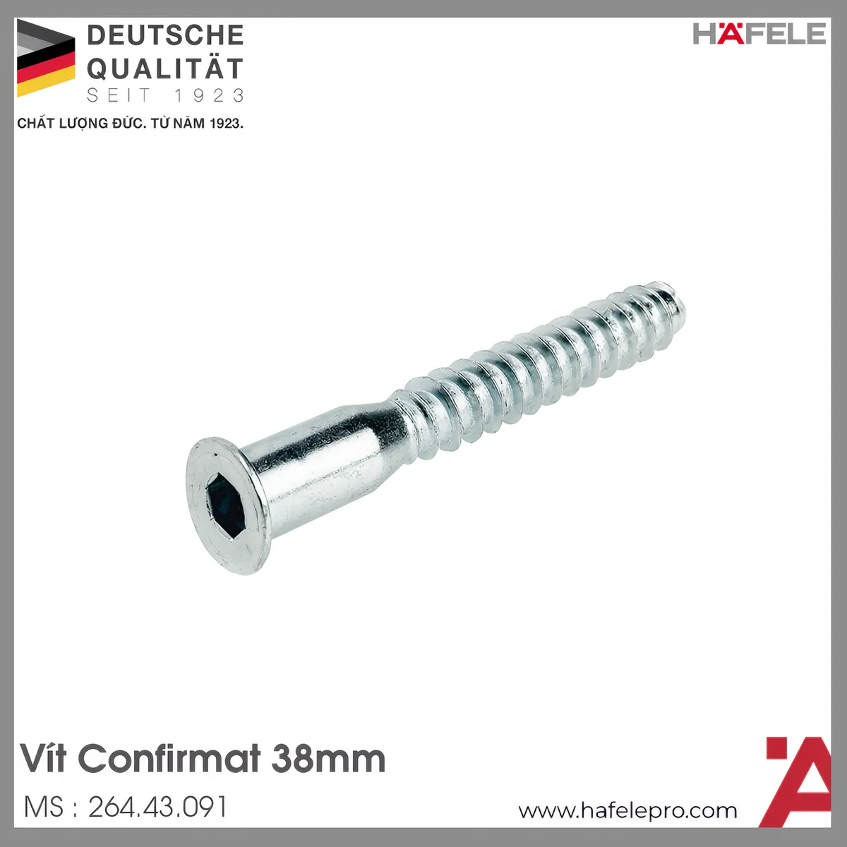 Vít Confirmat 38mm Hafele 264.43.091