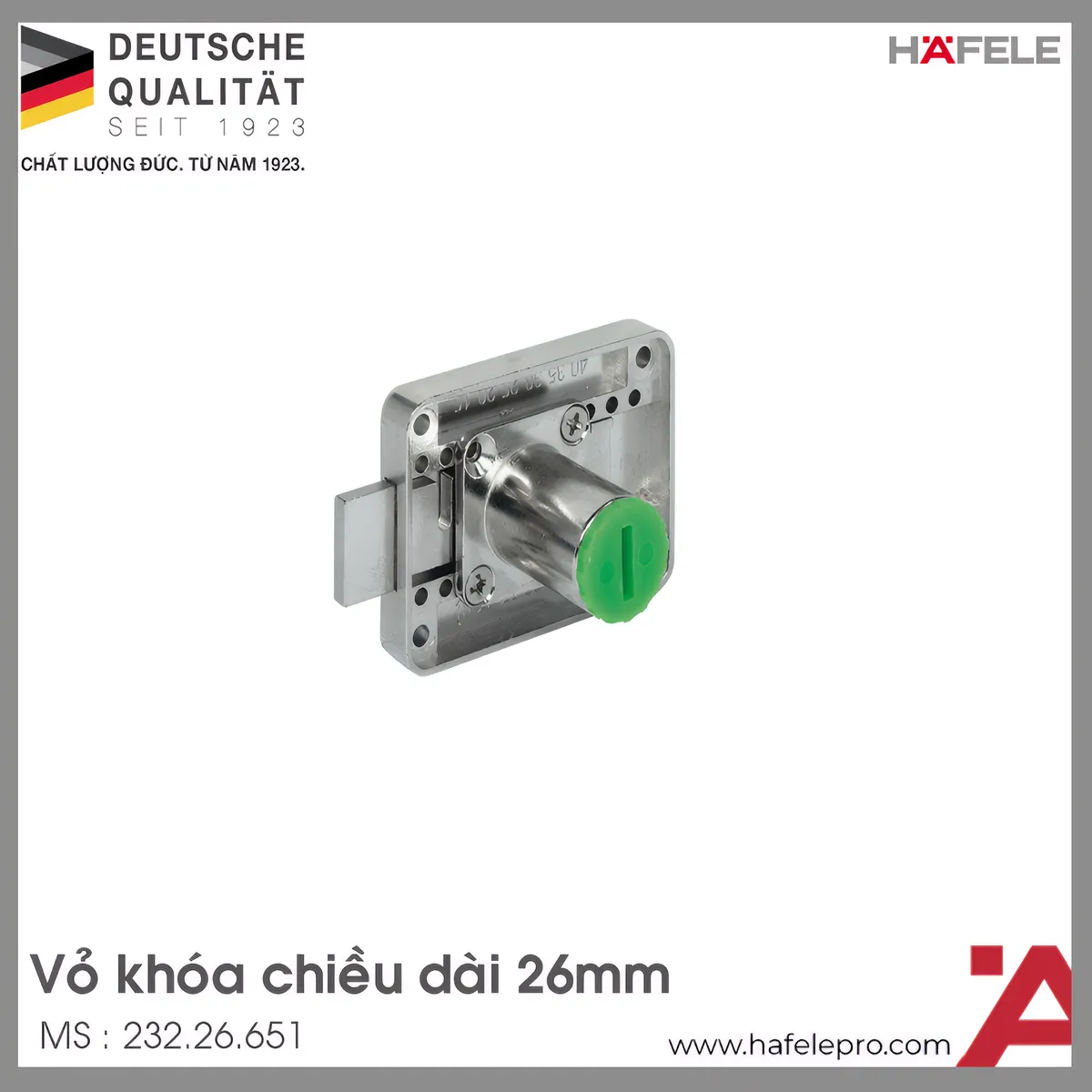 Vỏ Khóa Vuông Chốt Chết 26mm Hafele 232.26.651