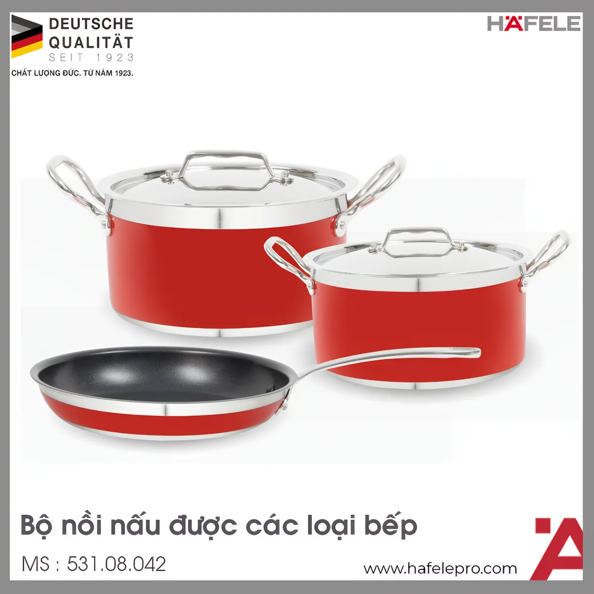 Bộ Nồi Chảo Màu Đỏ Hafele 531.08.042