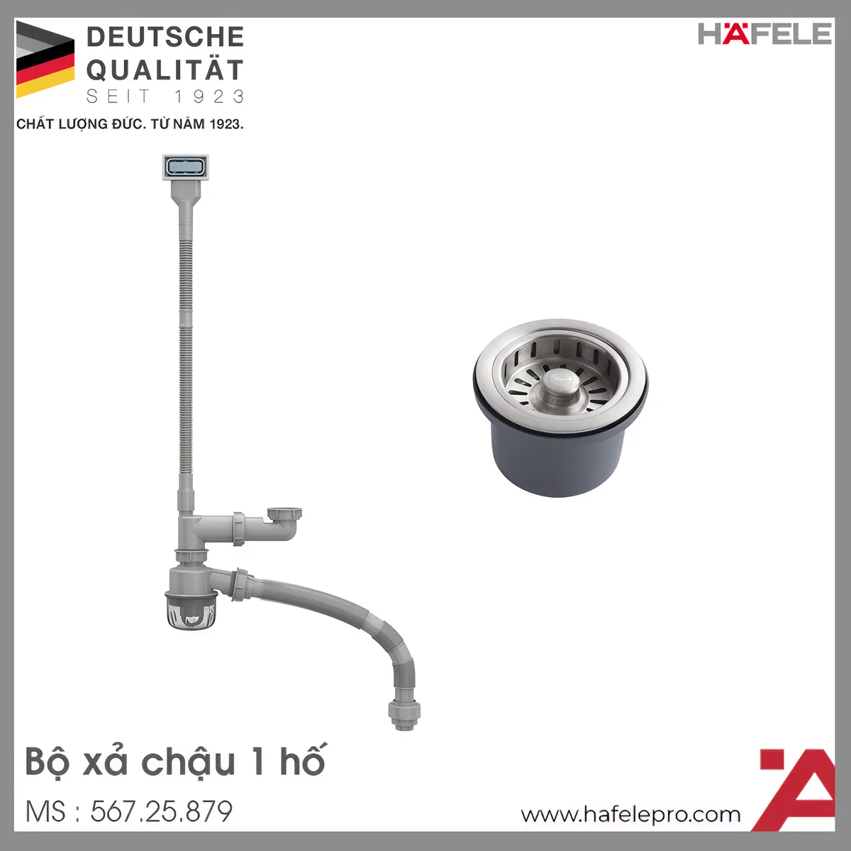 Bộ Xả Chậu 1 Hộc Hafele 567.25.879