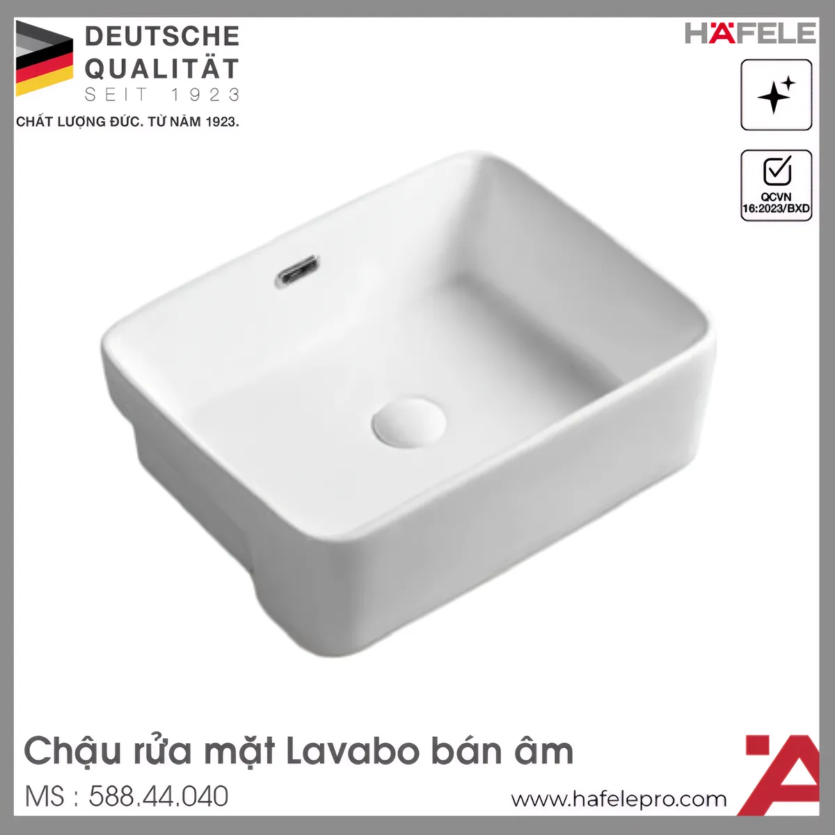 Chậu Rửa Mặt Lavabo Bán Âm Hafele 588.44.040