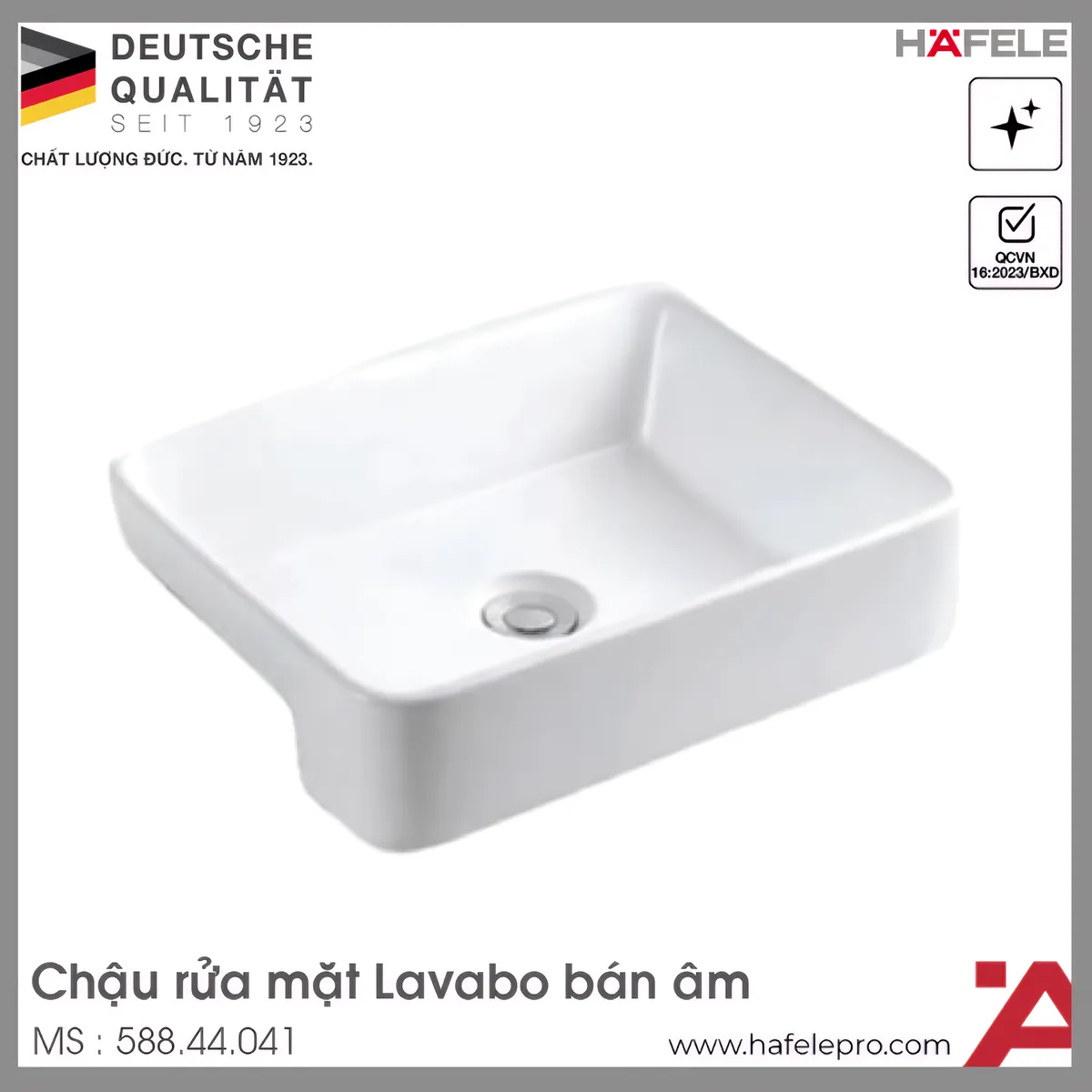 Chậu Rửa Mặt Lavabo Bán Âm Hafele 588.44.041