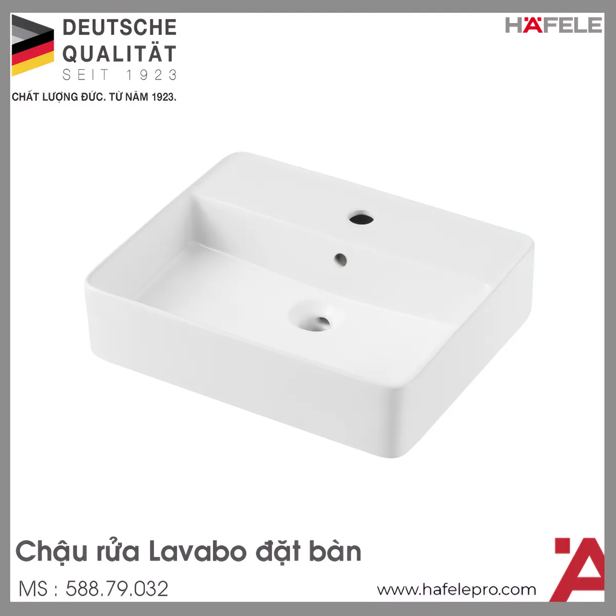 Chậu Lavabo Sứ Đặt Bàn Sapporo 500 Hafele 588.79.032