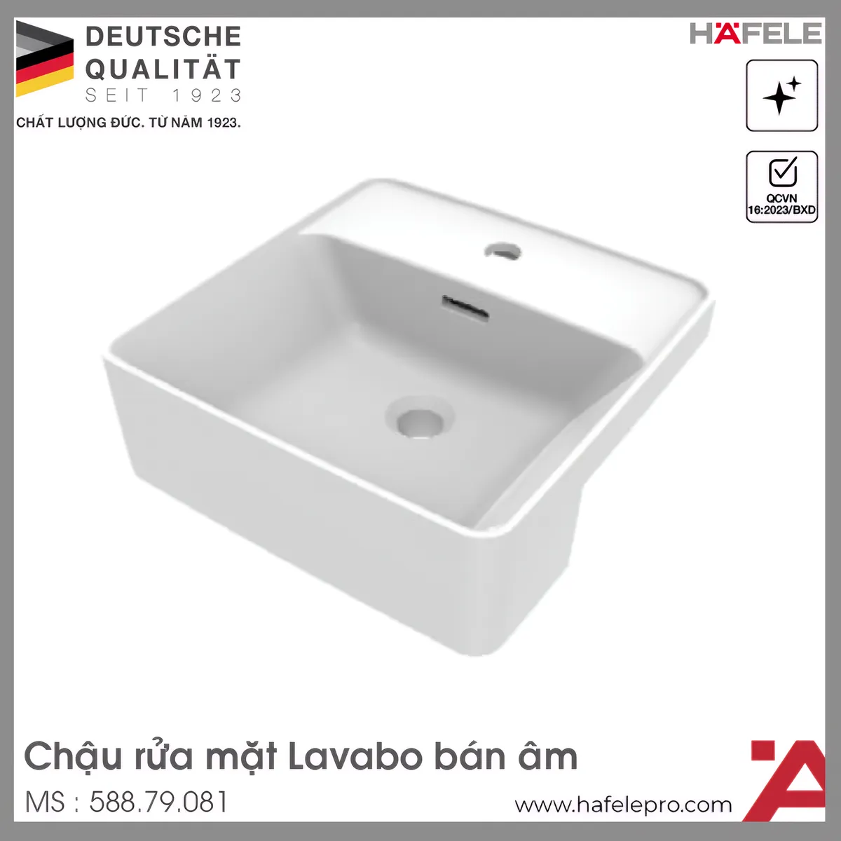 Chậu Rửa Mặt Lavabo Bán Âm Hafele 588.79.081