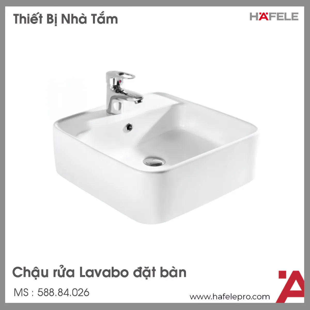Chậu Lavabo Sứ Đặt Bàn 470 Hafele 588.84.026