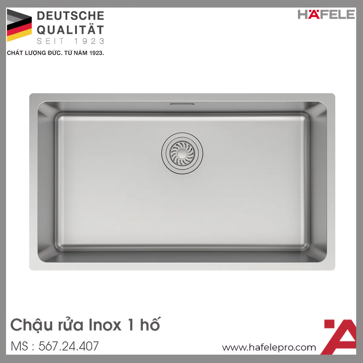 Chậu Rửa Chén Inox HS24-SSN1S-760 Hafele 567.24.407