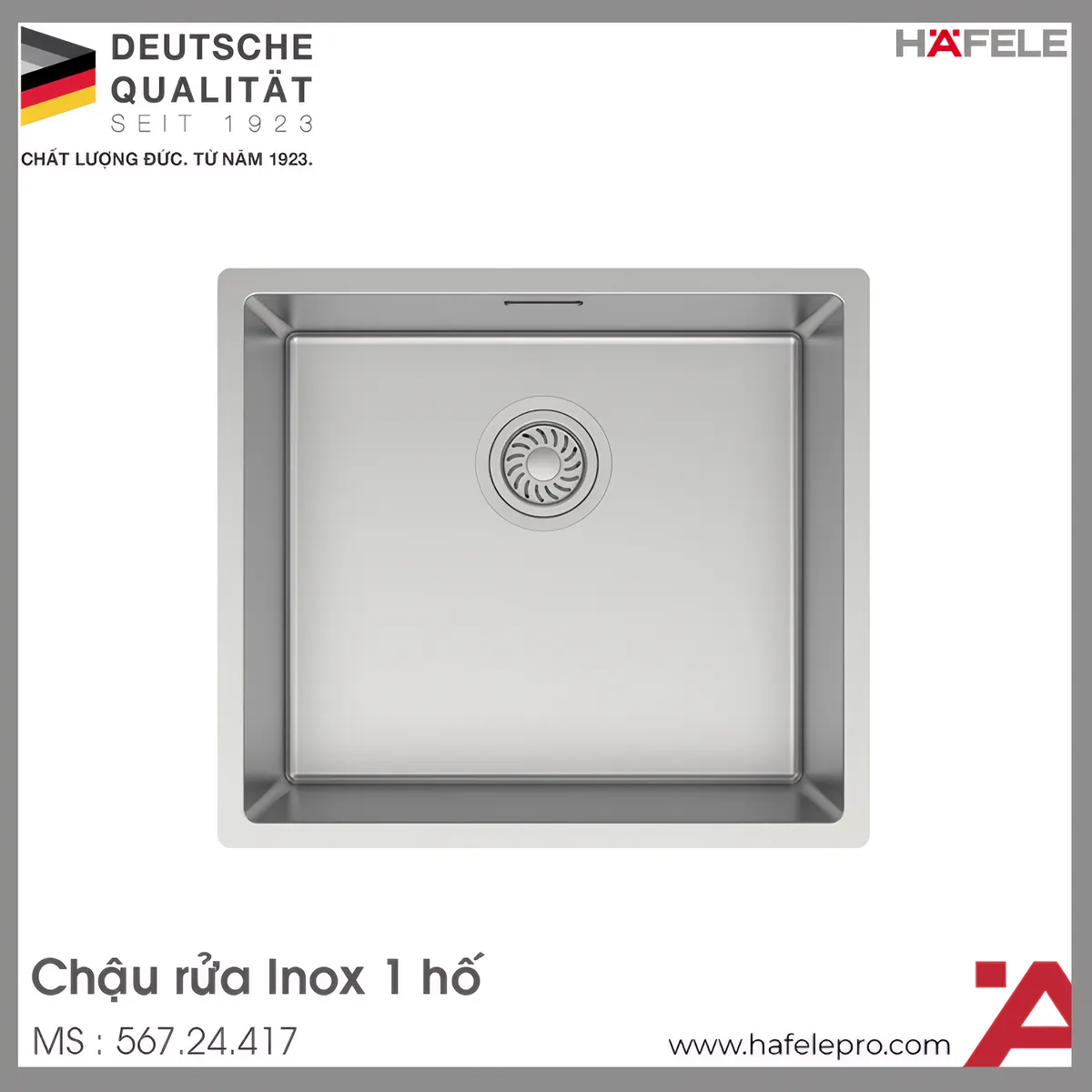 Chậu Rửa Chén Inox HS24-SSN1S-490 Hafele 567.24.417