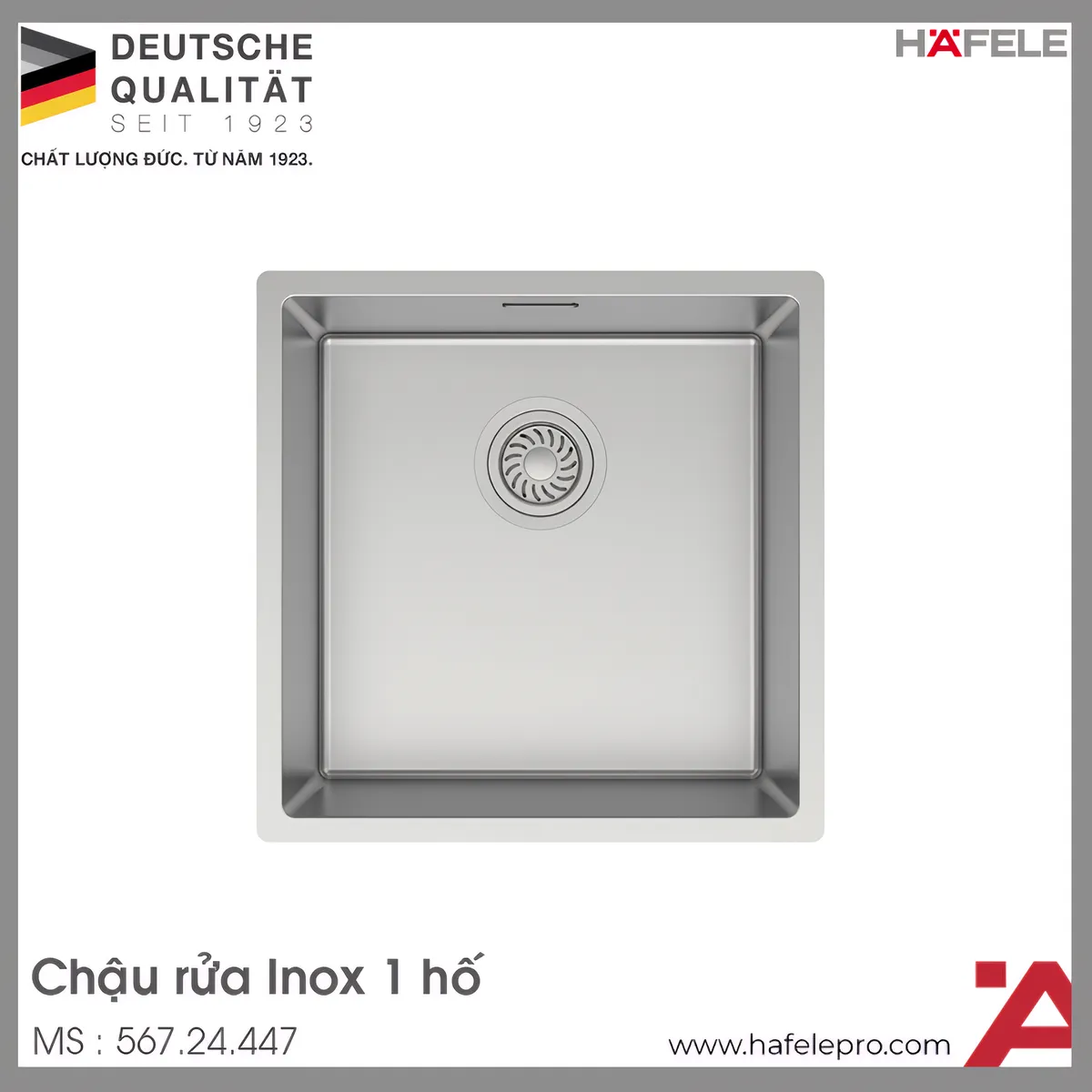 Chậu Rửa Chén Inox HS24-SSN1S-440 Hafele 567.24.447