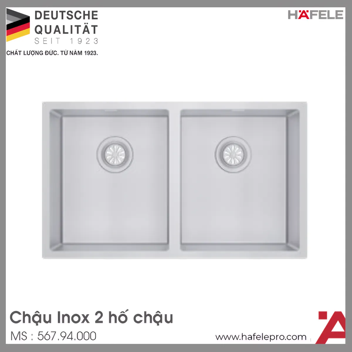 Chậu Rửa Inox HS22-SSN2S90P Hafele 567.94.000