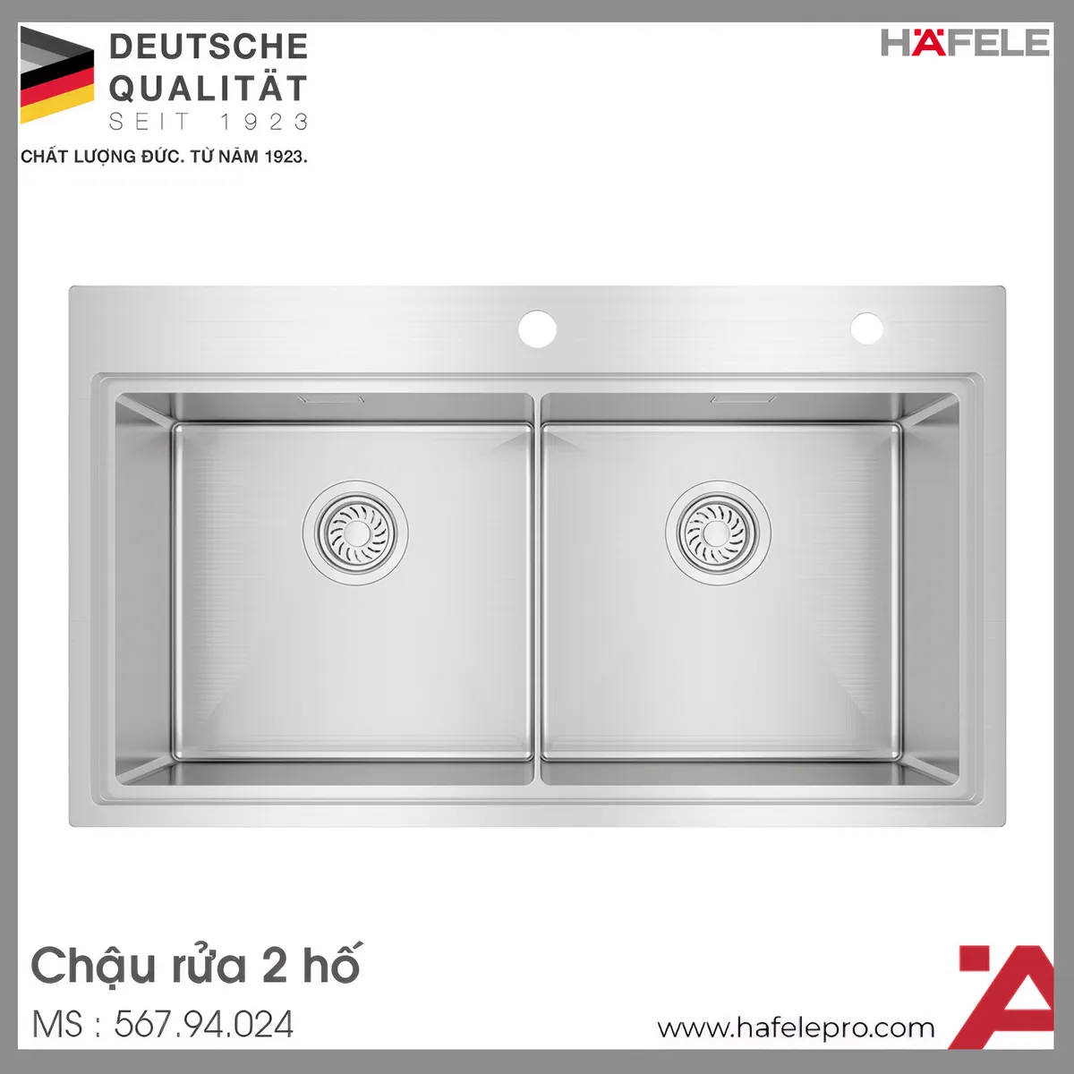 Chậu Rửa Chén Inox WS R10 HS25-SSN2S-8650 Hafele 567.94.024