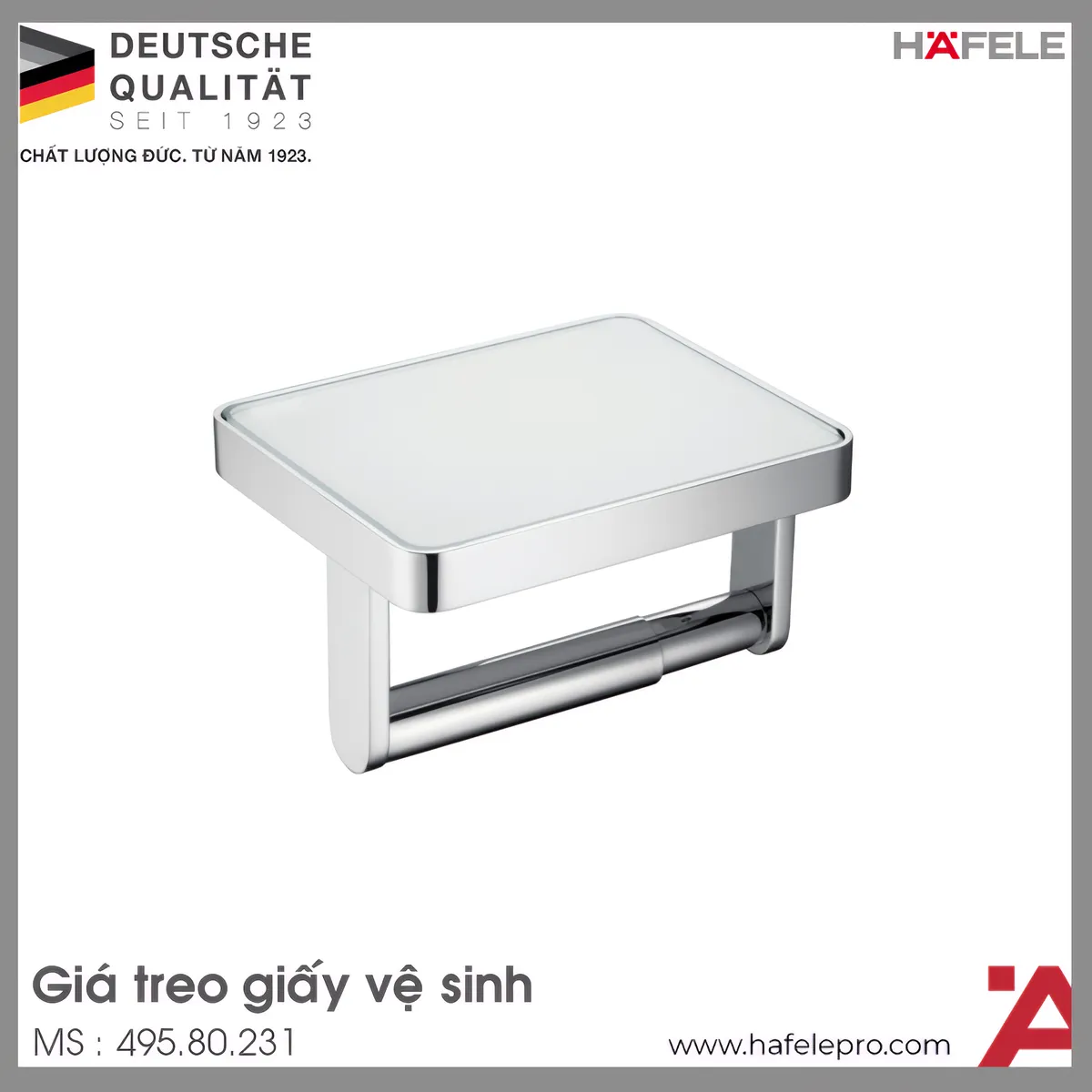 Giá Treo Giấy Vệ Sinh Mặt Kính Trắng Hafele 495.80.231