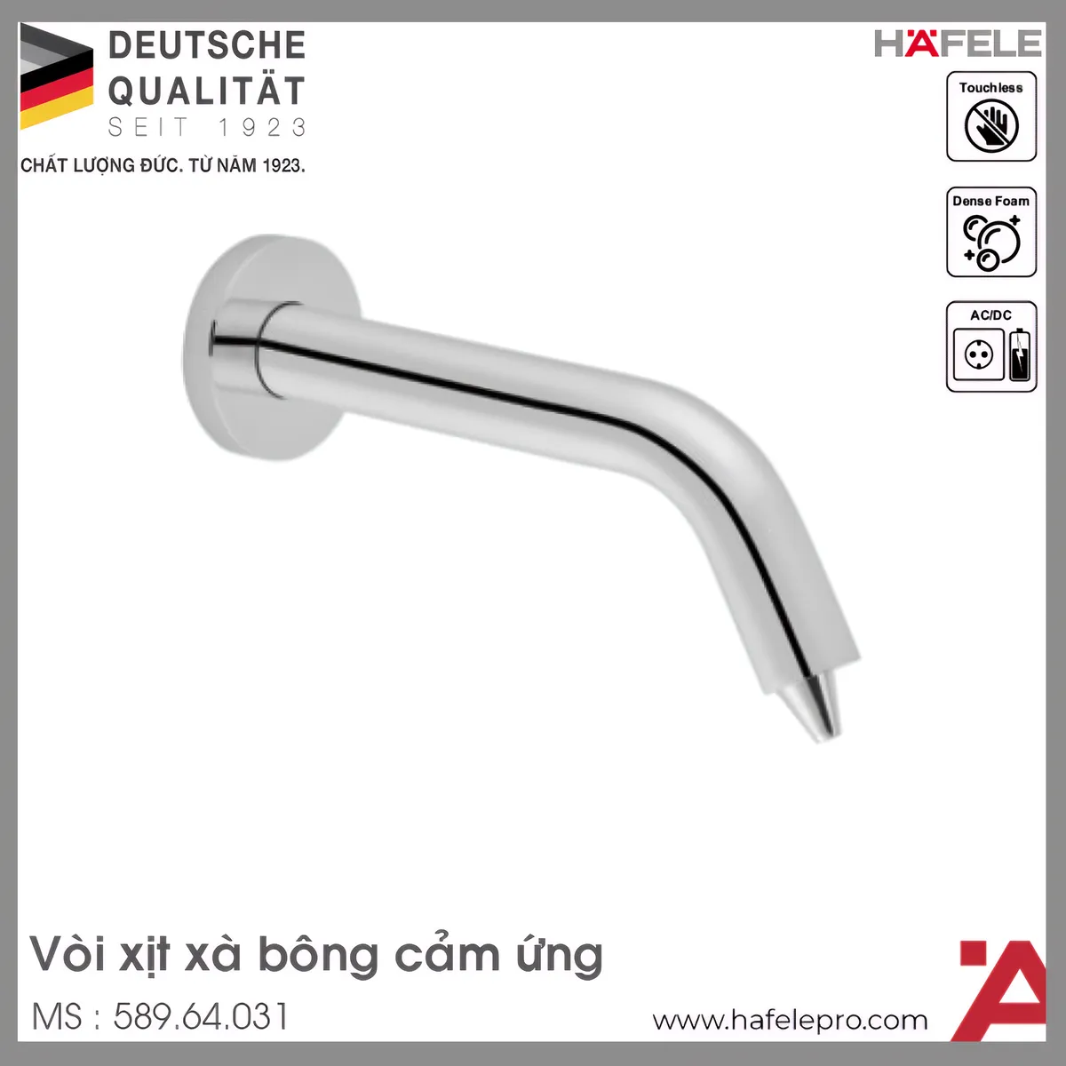 Vòi Xịt Xà Bông Cảm Ứng Gắn Tường L185 Hafele 589.64.031