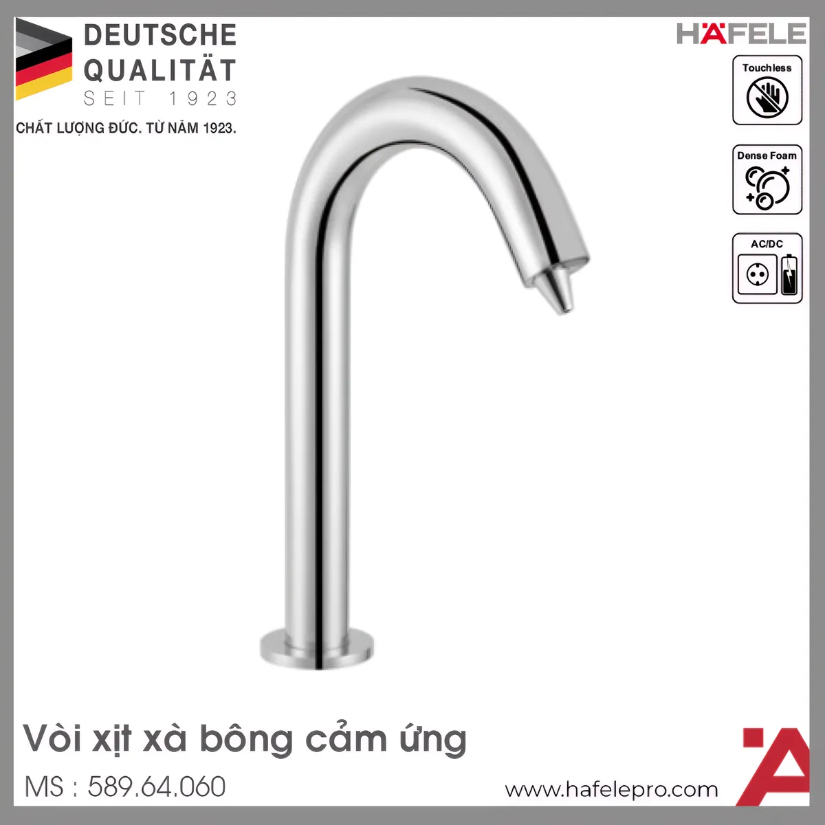 Vòi Xịt Xà Bông Cảm Ứng Đặt Bàn H215 Hafele 589.64.060