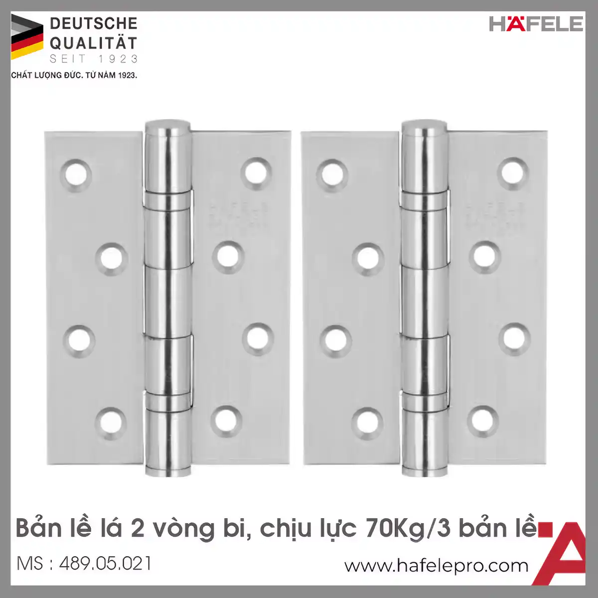 Bản Lề Lá 2 Vòng Bi 70Kg Hafele 489.05.021