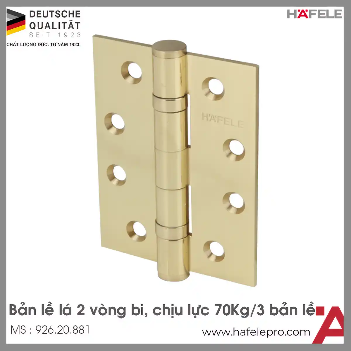 Bản Lề Lá 2 Vòng Bi 70Kg Hafele 926.20.881