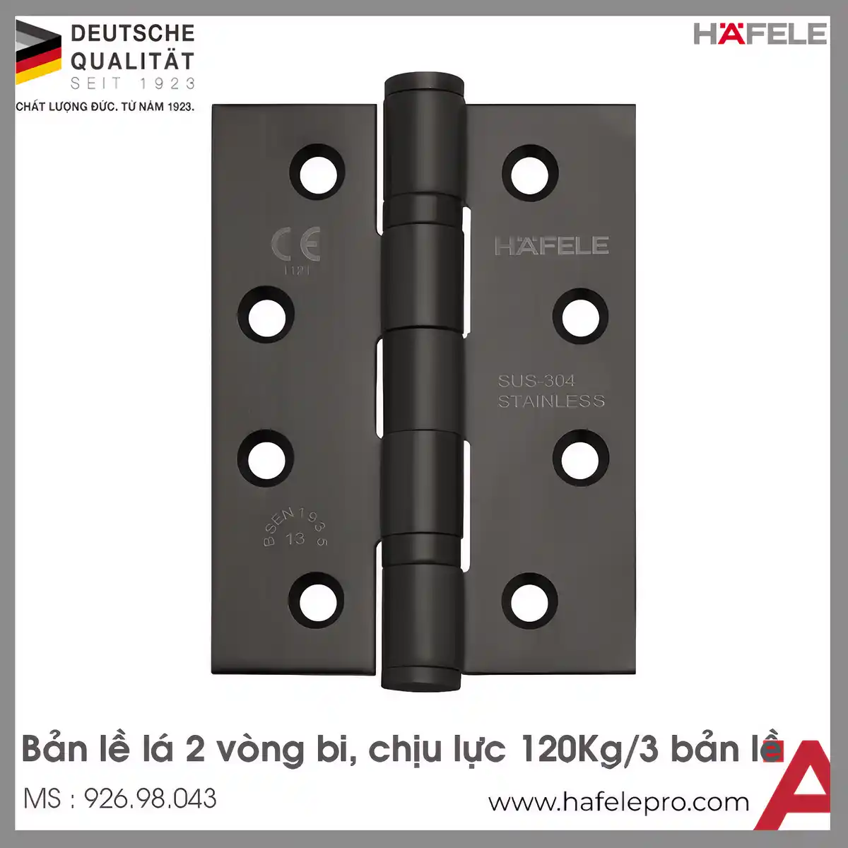 Bản Lề Lá 2 Vòng Bi 120Kg Hafele 926.98.043