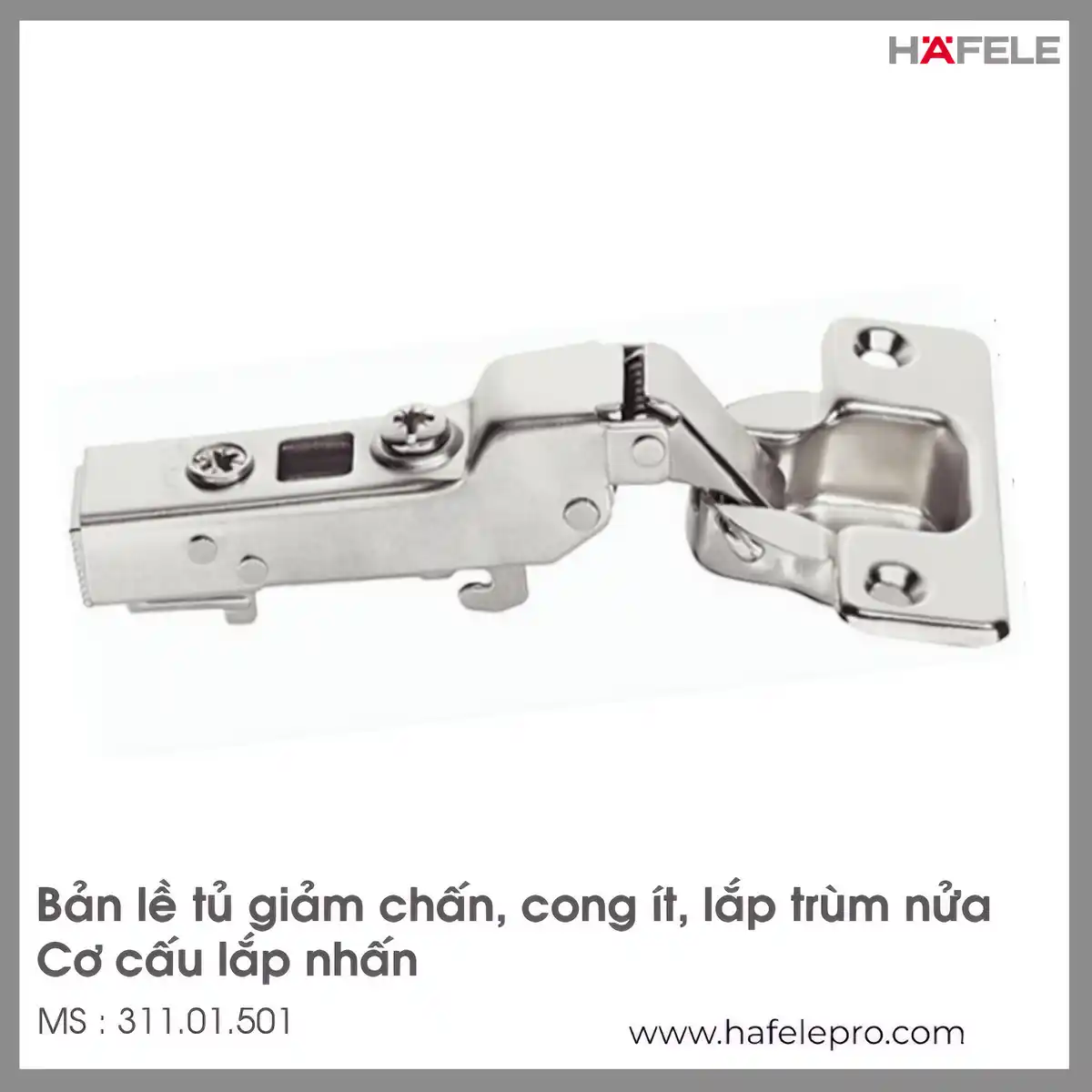 Bản Lề Metalla SM Giảm Chấn 110° Trùm Nửa Hafele 311.01.501