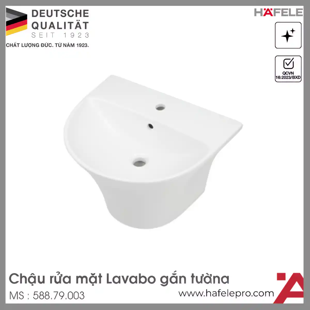 Chậu Rửa Mặt Lavabo Treo Tường Sapporo Hafele 588.79.003