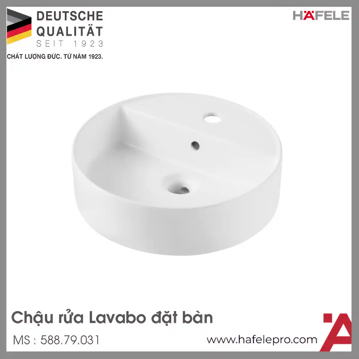 Chậu Lavabo Sứ Đặt Bàn Sapporo 420 Hafele 588.79.031