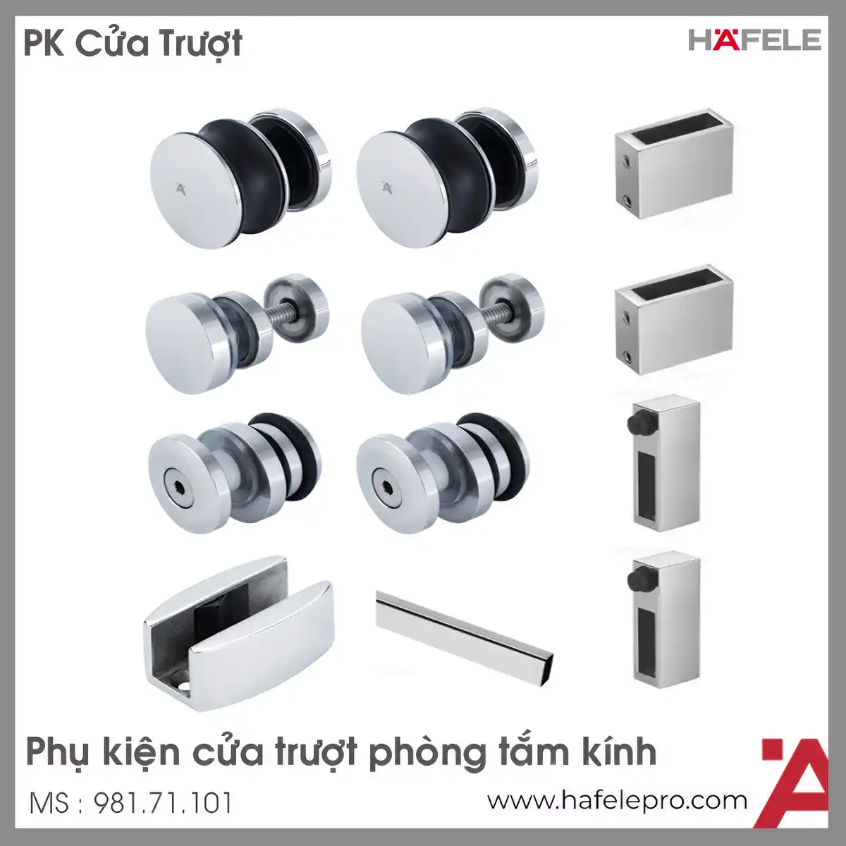 Phụ Kiện Cửa Trượt Phòng Tắm Kính Vuông Hafele 981.71.101