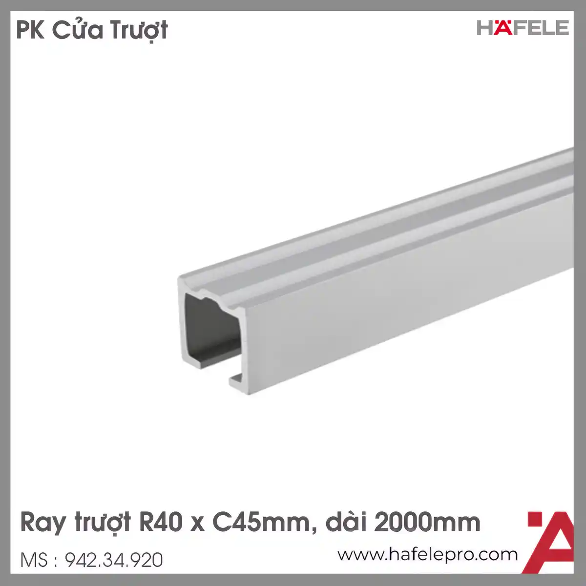 Ray Trượt Nhôm 2000mm Hafele 942.34.920