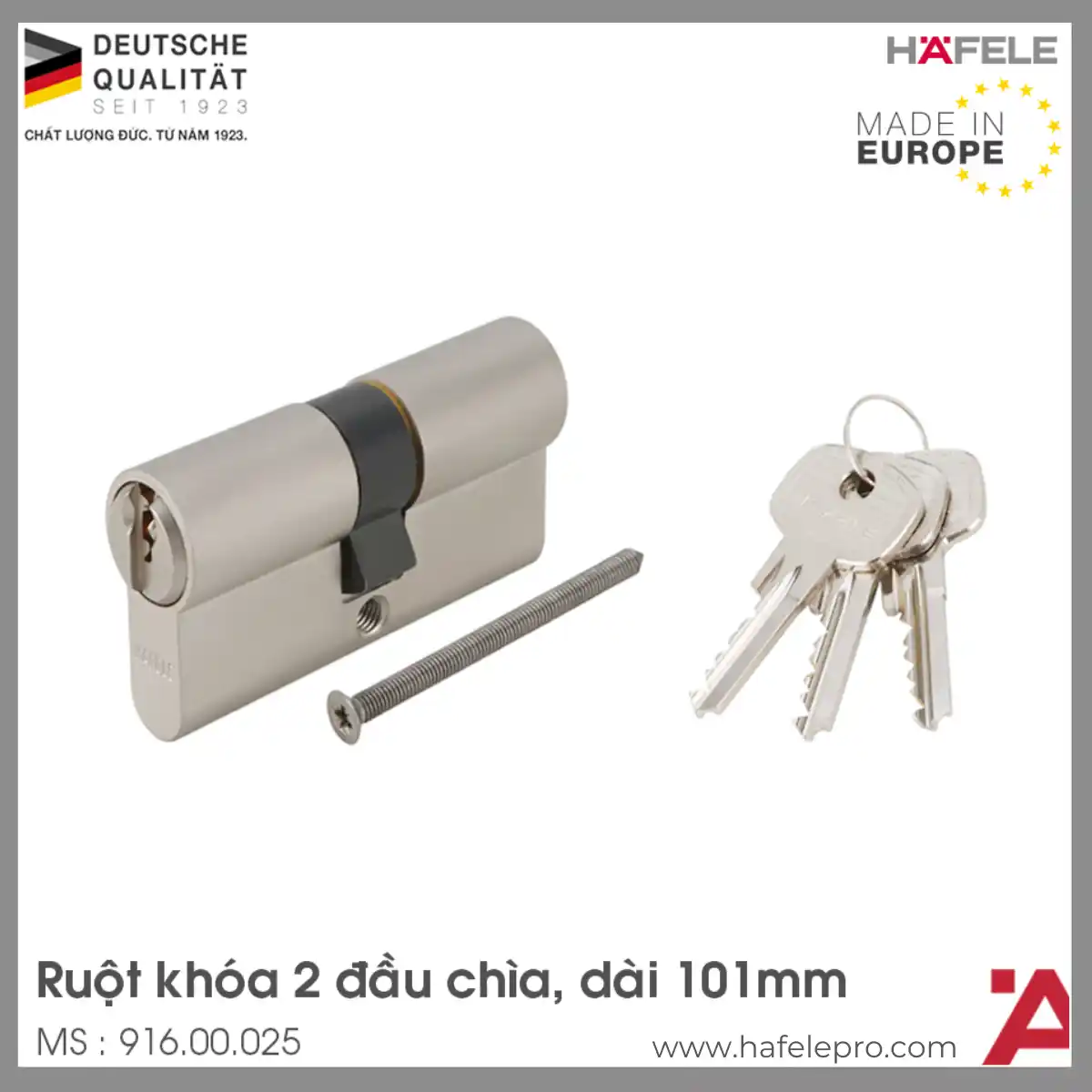 Ruột Khóa 2 Đầu Chìa 101mm Hafele 916.00.025
