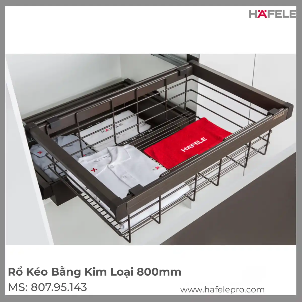 Rổ Kéo Bằng Kim Loại 800mm Hafele 807.95.143