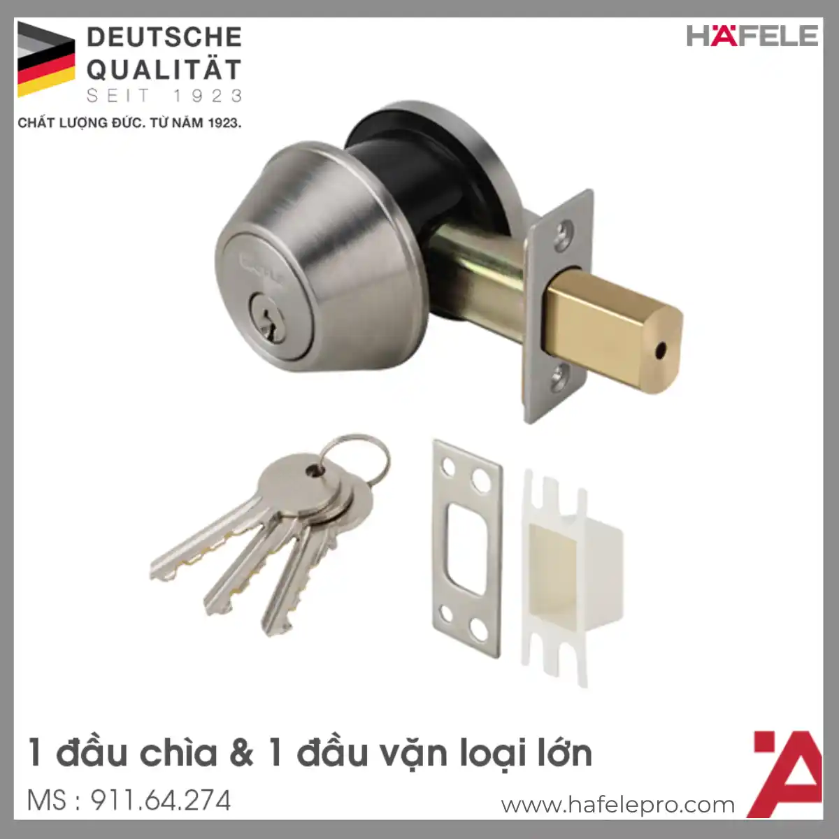 Khóa Cóc 1 Đầu Chìa 1 Đầu Vặn Hafele 911.64.274