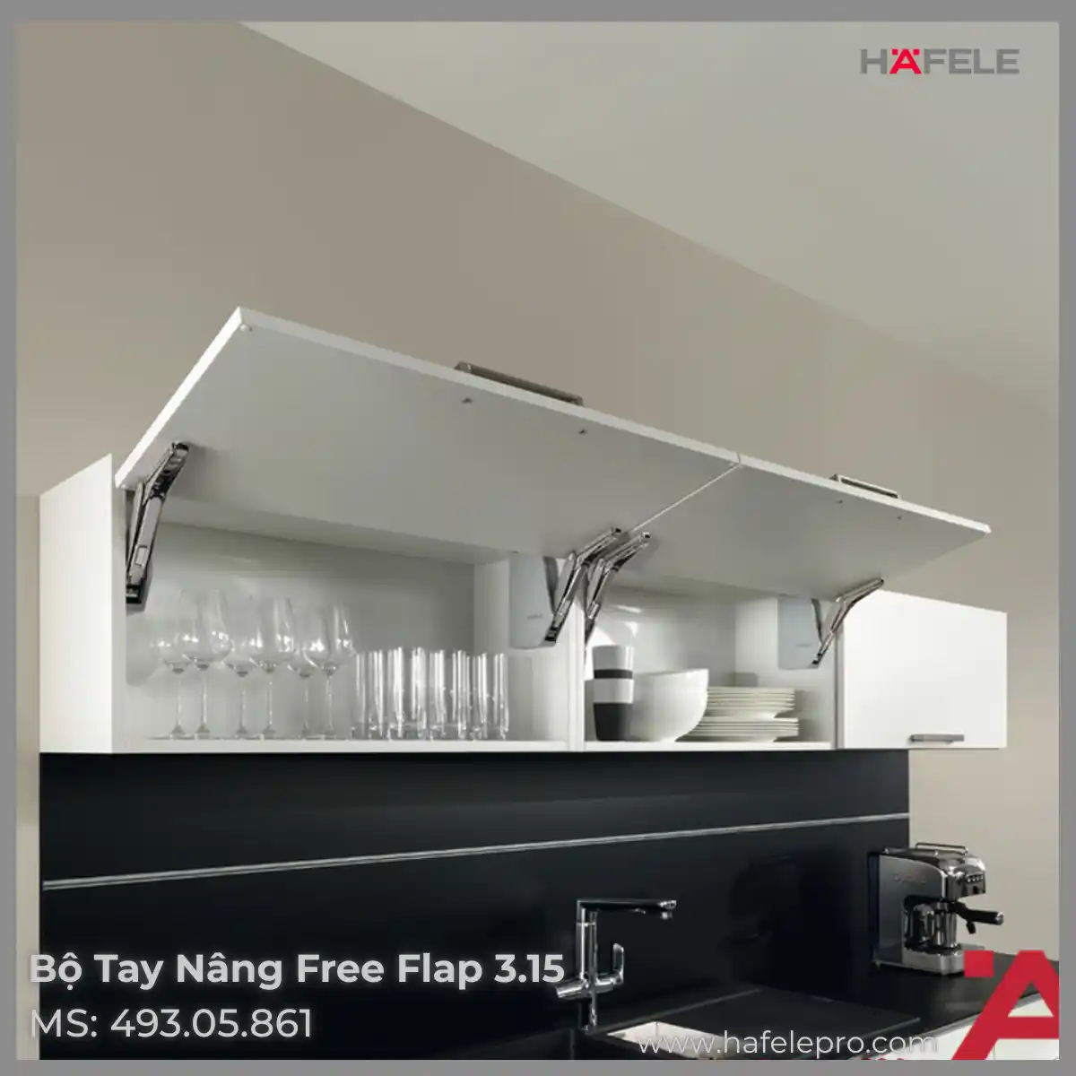 Bộ Tay Nâng Free Flap 3.15 Hafele 493.05.861