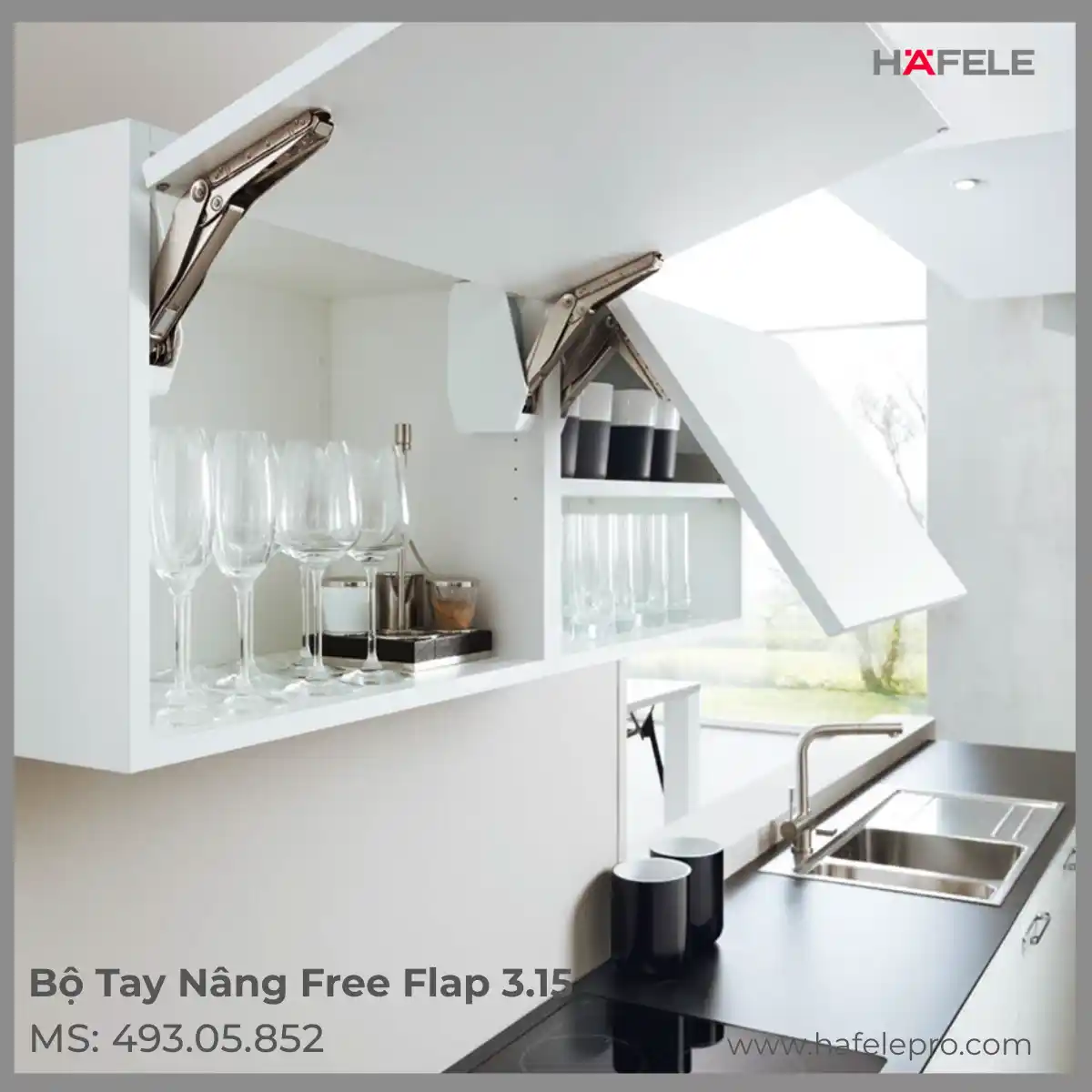 Bộ Tay Nâng Free Flap 3.15 Hafele 493.05.852