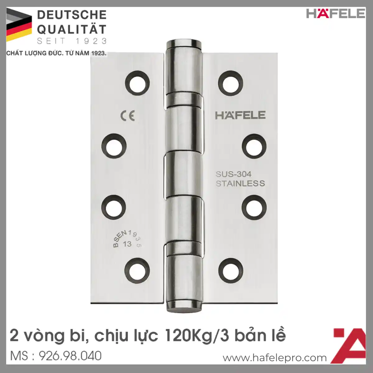 Bản Lề Lá Chống Cháy 2 Vòng Bi 120Kg Hafele 926.98.040