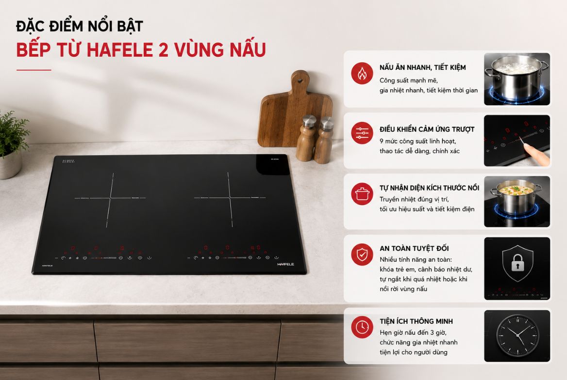 Đặc điểm của bếp từ Hafele 2 vùng nấu 